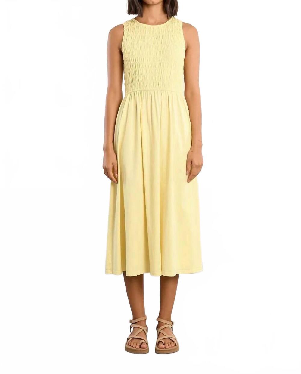 NEW MOLLY BRACKEN smocked cotton t dress in yellow